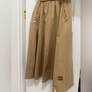 Miu Miu Midi A-Line Skirt in “safari”